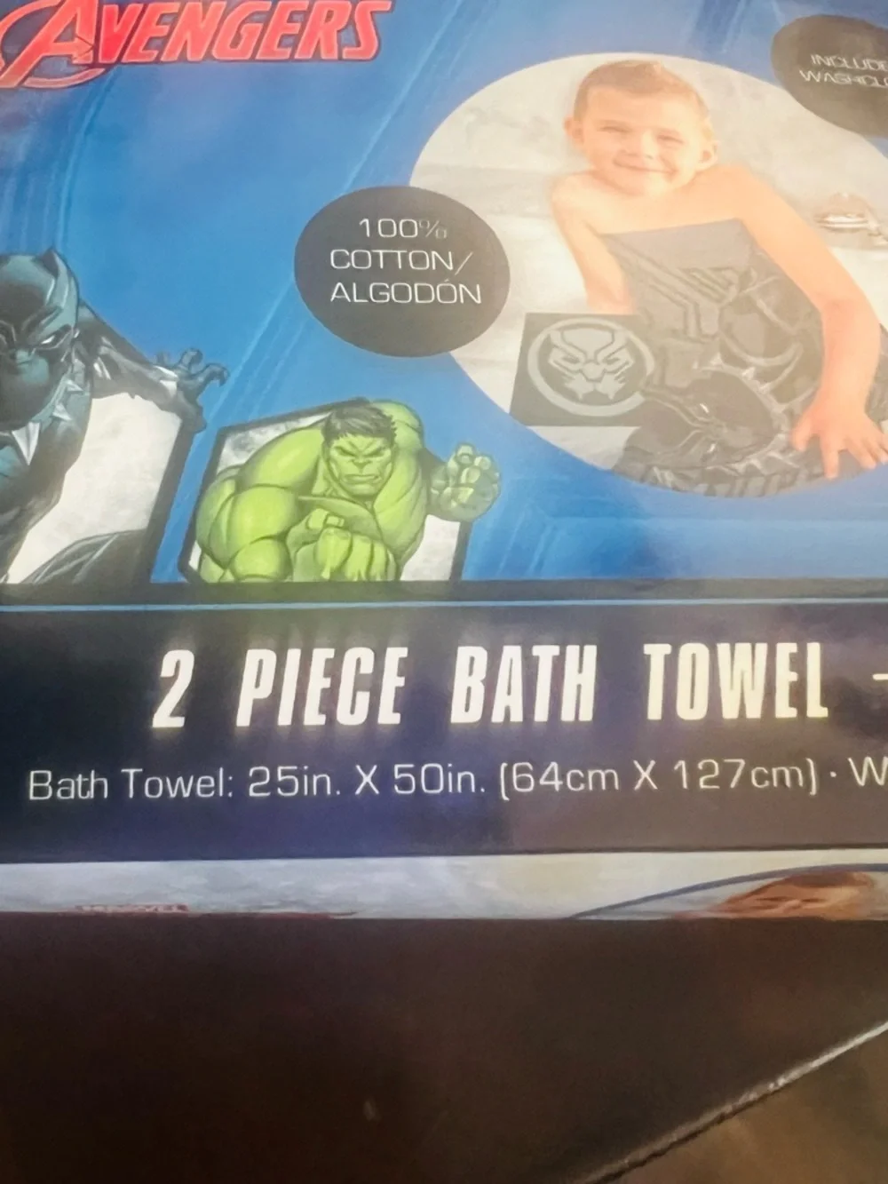Marvel Avengers Black Panther 2 Towels + 2 Washcloths - Black & Gray 4 pieces